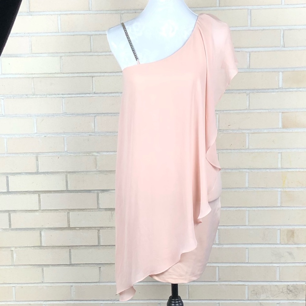 Bebe Bodycon dress sheer overlay chain strap 🔥